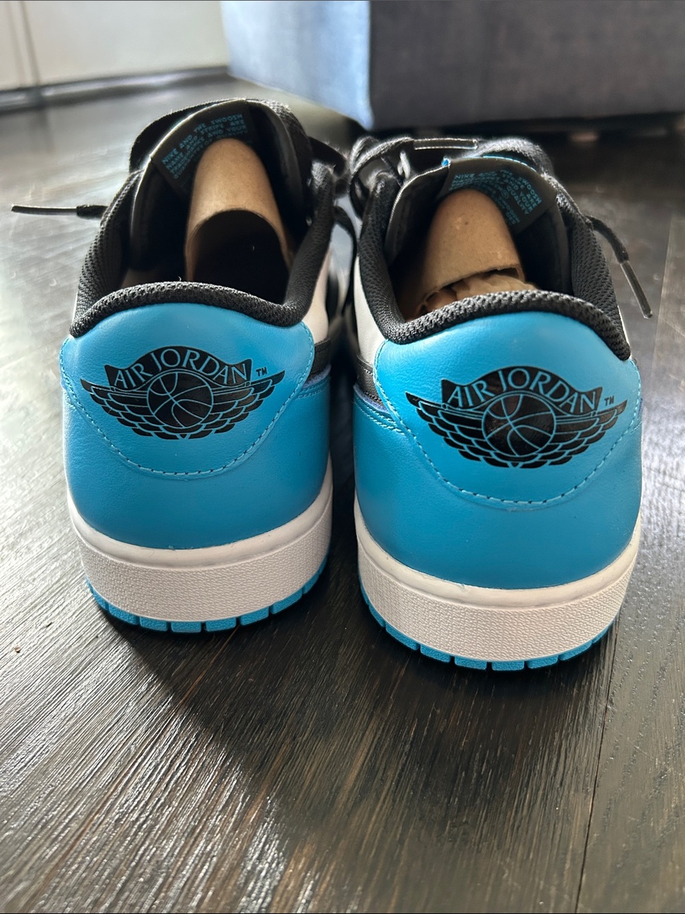 Nike Air Jordan 1 Retro OG ‘UNC’ Men’s Low-Top Sneakers - Black/White/Blue Teal - Picture 4 of 7
